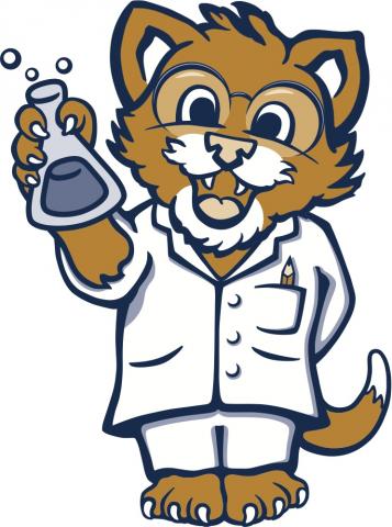 Coltrane-Webb cougar mascot dressed as a scientist