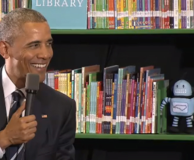Kelvin listens to President Obama during the 2015 Festival.