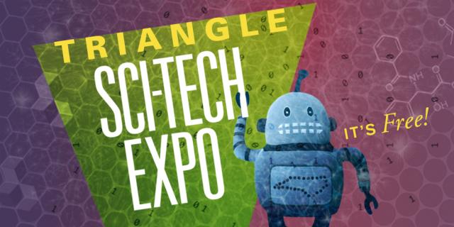 Triangle SciTech Expo logo with Kelvin the robot.
