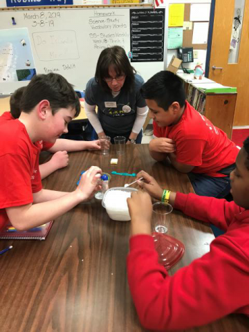 Students doing science activities